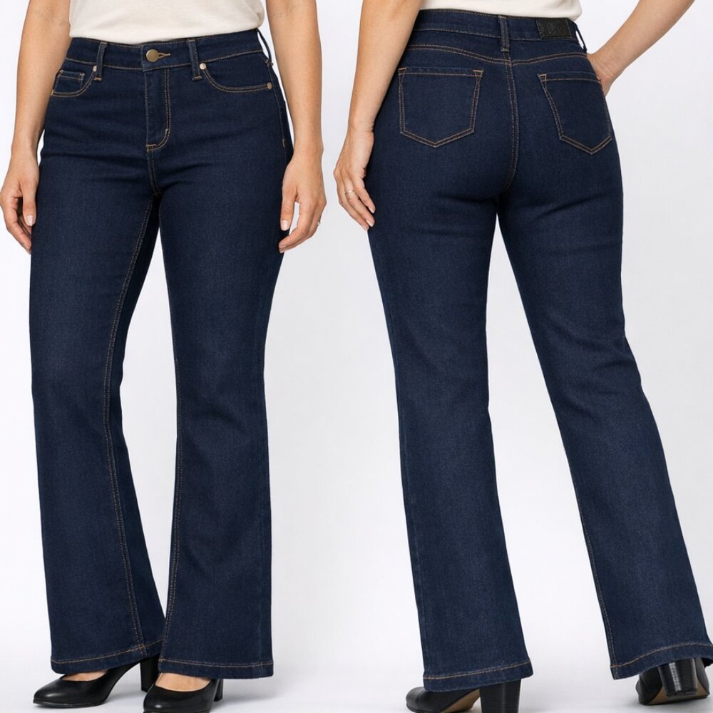 Anne Klein High Rise Bootcut Jeans Indigo Rinse 12P New